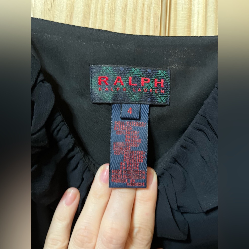 EUC Ralph Lauren Spaghetti Strap Little Black Dress W/ Ruffles - Picture 4 of 5